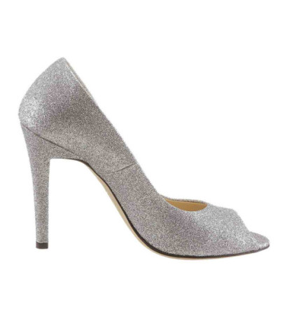 Guido maria kretschmer dizainerių vakariniai sidabro spalvos bateliai peep toes
