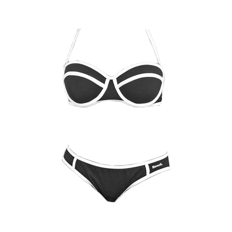 Bench firminis bikinis su balkonetu, juodai baltas, a formos