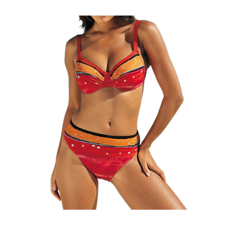 Naturana prekės ženklo bikinis su petnešėlėmis, raudonos spalvos, b dydžio