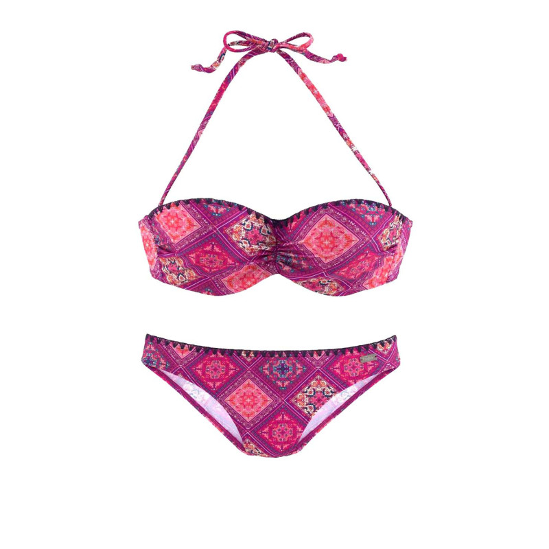 Buffalo prekės ženklo bandeau bikinis, bordo spalvos, d formos