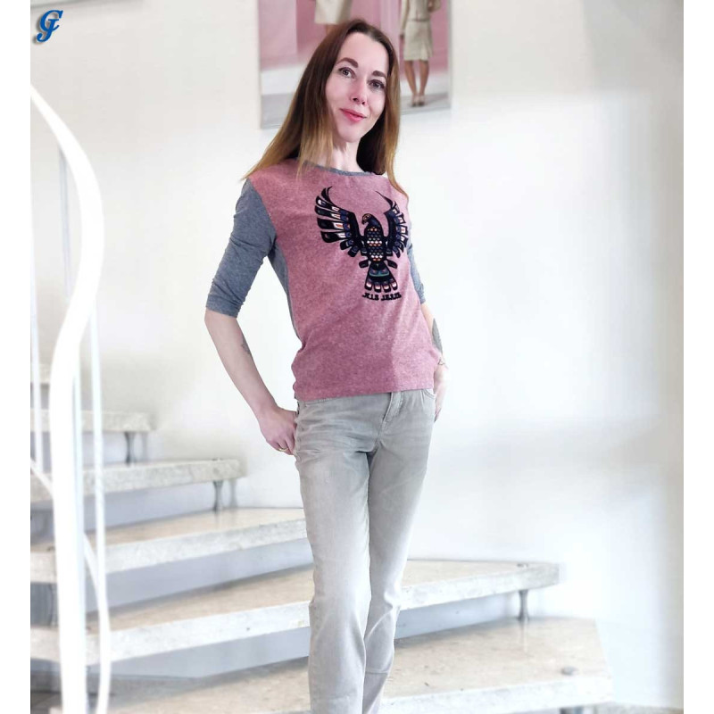 H.i.s. firminiai marškiniai, pilka-rosé-melanžinė