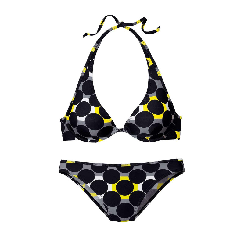 Homeboy bikinis su petnešėlėmis, juodai geltonos spalvos, e formos