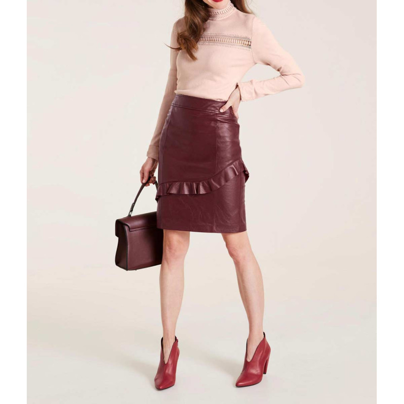 Ashley brooke dizainerio ėriuko odos sijonas, bordo