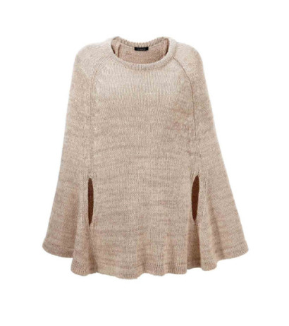Vivance collection megztas pončas su lureksu, smėlio spalvos