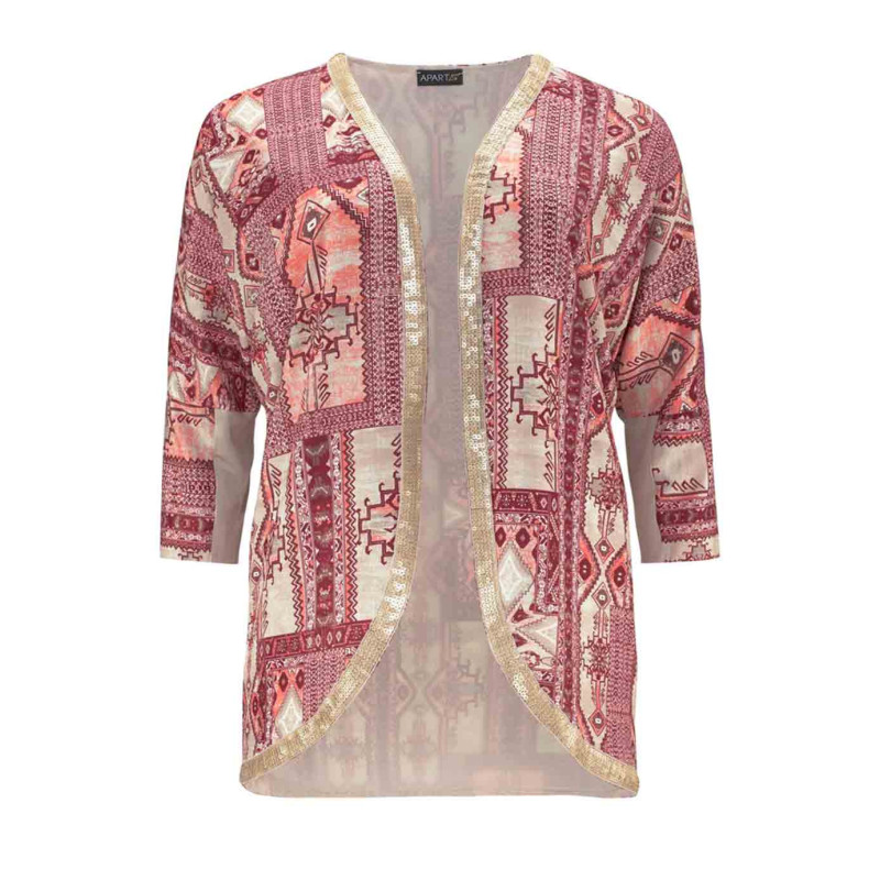 Apart kimono švarkas su blizgučiais, smėlio raudonos spalvos