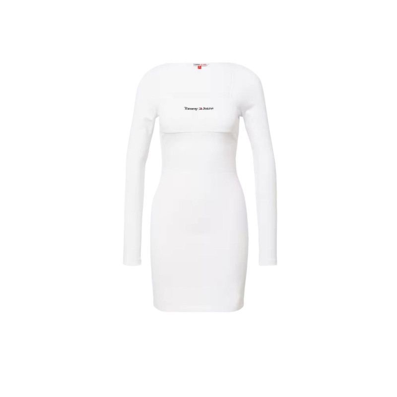 Tommy jeans prekės ženklo trikotažinė mini suknelė, balta