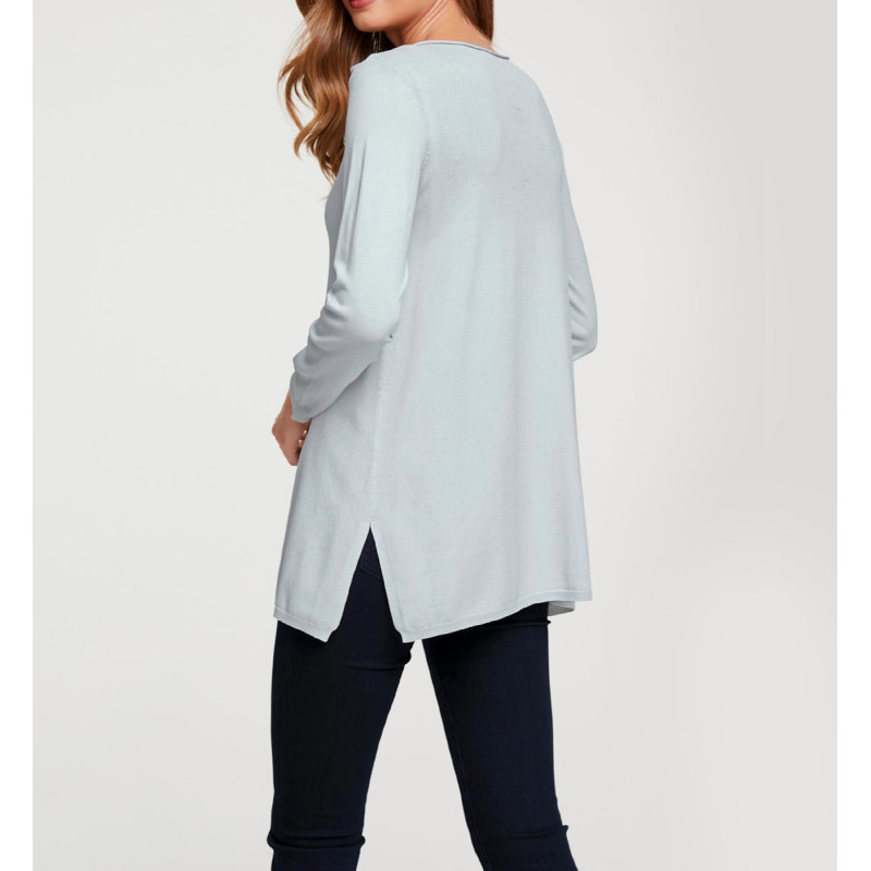 Linea tesini dizainerio oversized megztinis, minkštas bleu spalvos