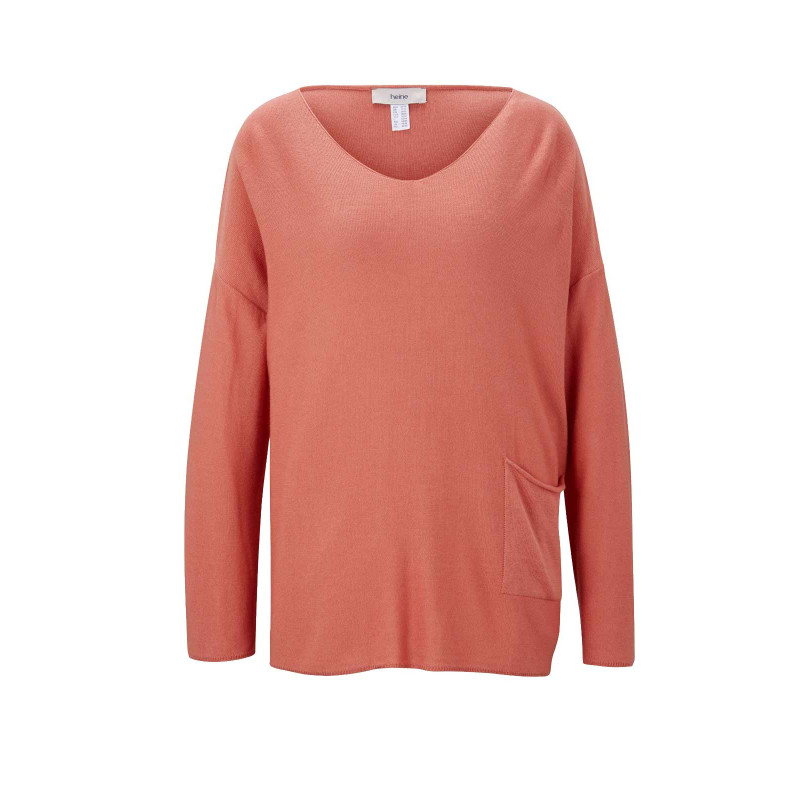 Linea tesini dizainerio oversized megztinis, lašišos spalvos