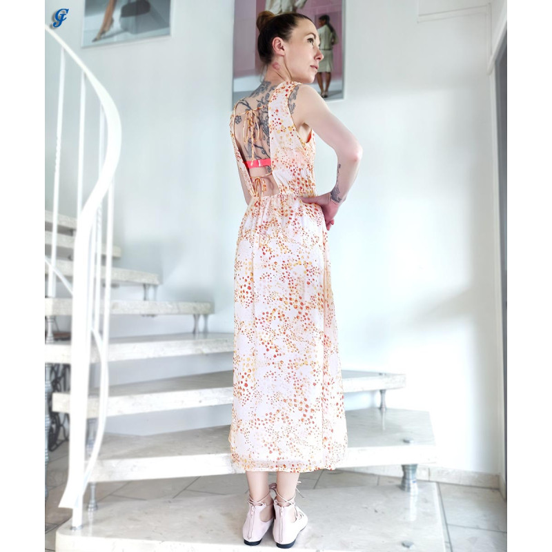 Vero moda prekės ženklo "kaya" vasarinė suknelė su piešiniu, ecru-raudona