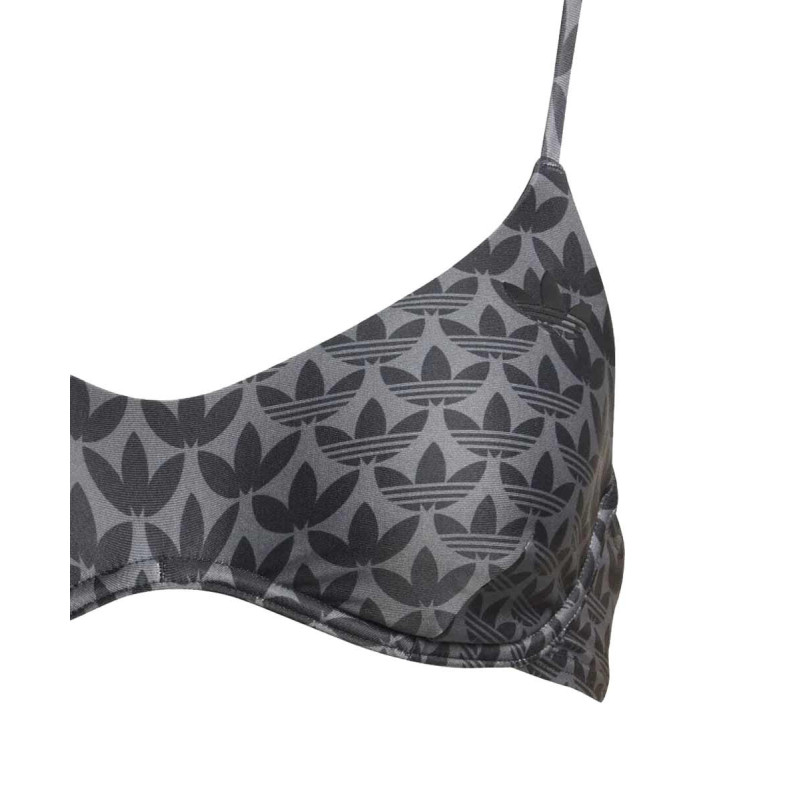Adidas prekės ženklo bikinis su monograma, juodai pilkas