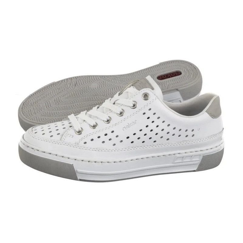 Rieker Białe Ażurowe L8849-80 White (RI240-a) batai