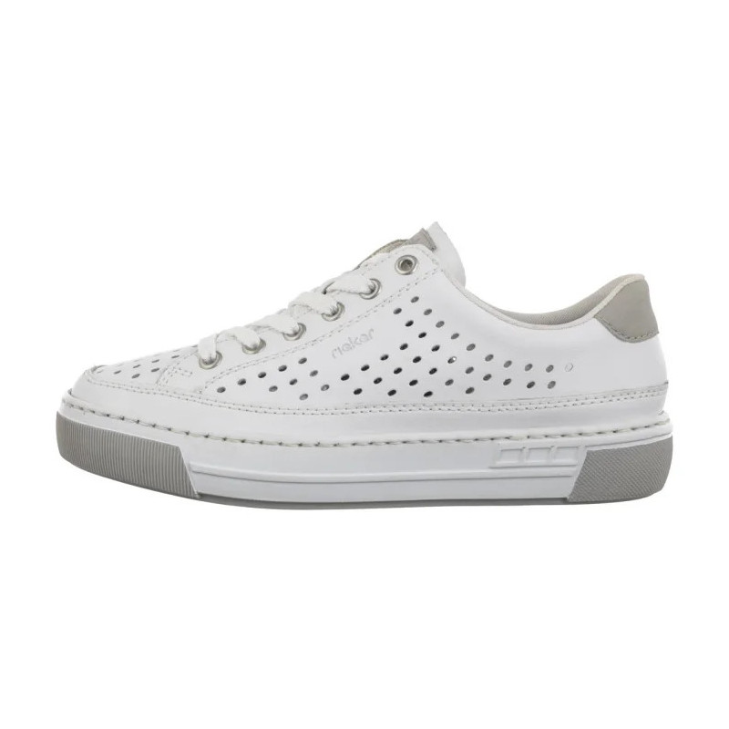 Rieker Białe Ażurowe L8849-80 White (RI240-a) batai