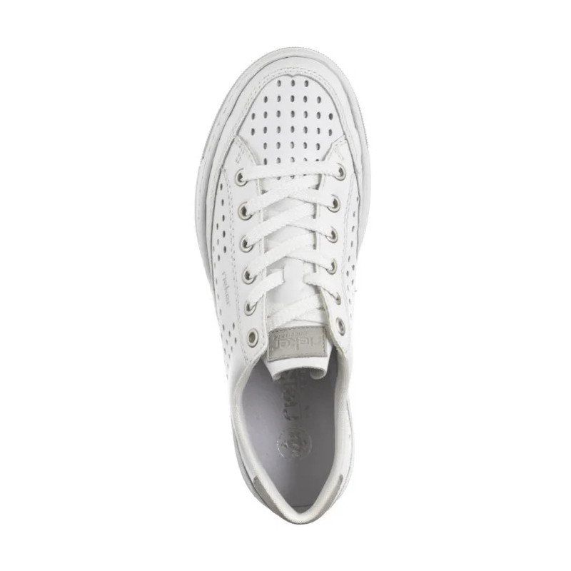 Rieker Białe Ażurowe L8849-80 White (RI240-a) batai