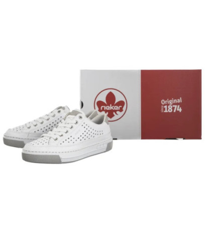 Rieker Białe Ażurowe L8849-80 White (RI240-a) batai
