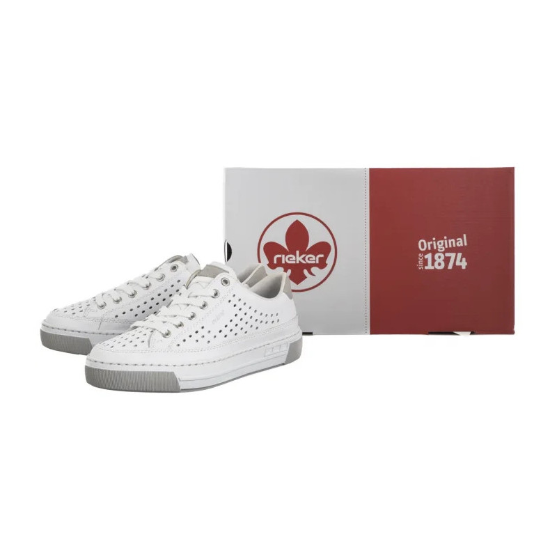 Rieker Białe Ażurowe L8849-80 White (RI240-a) batai