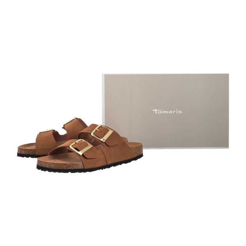 Tamaris Brązowe 1-27503-42 307 Cognac Nubuk (TM483-c) Moteriški batai/šlepetės