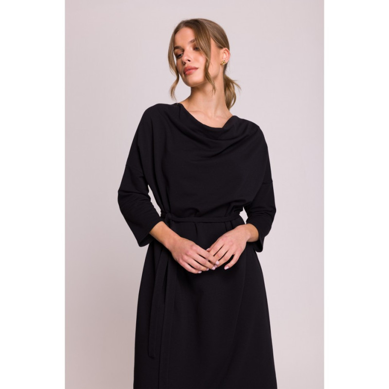 S403 Modalinė oversize suknelė - juoda