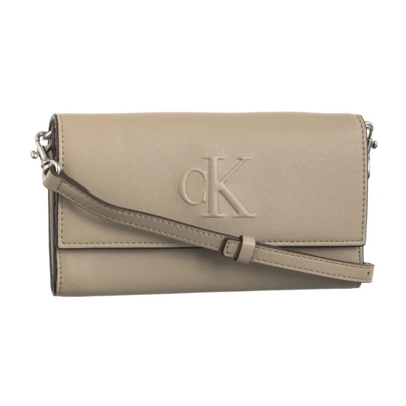 Calvin Klein Sculpted Long Fold Strap Wallet Crockery LV04K1006G PBF (CK640-a) rankinė