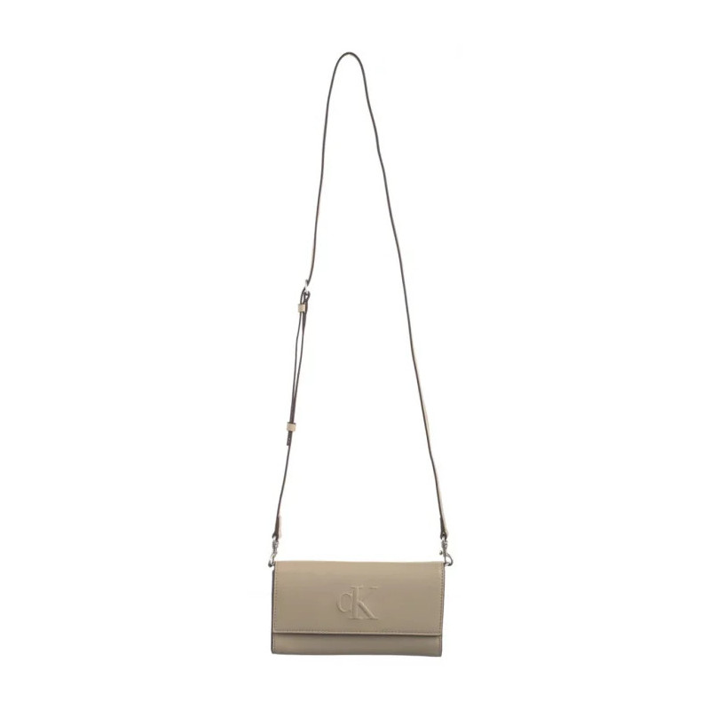 Calvin Klein Sculpted Long Fold Strap Wallet Crockery LV04K1006G PBF (CK640-a) rankinė