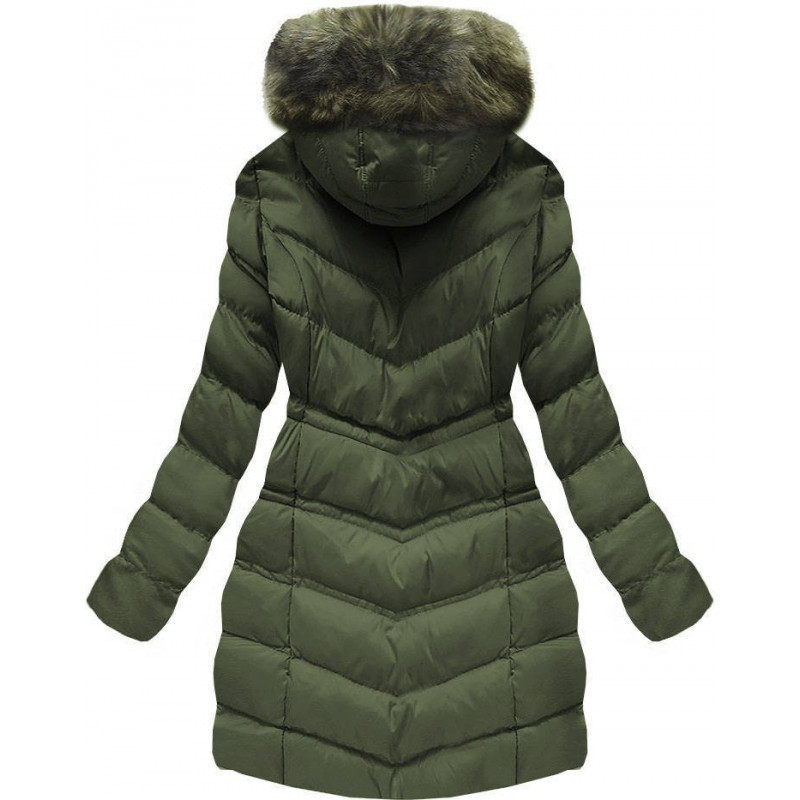 QUILTED HOODED JACKET KHAKI (W749-1) striukė QUILTED HOODED JACKET KHAKI (W749-1) striukė