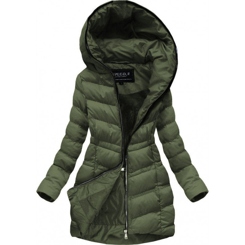 QUILTED HOODED JACKET KHAKI (W749-1) striukė QUILTED HOODED JACKET KHAKI (W749-1) striukė