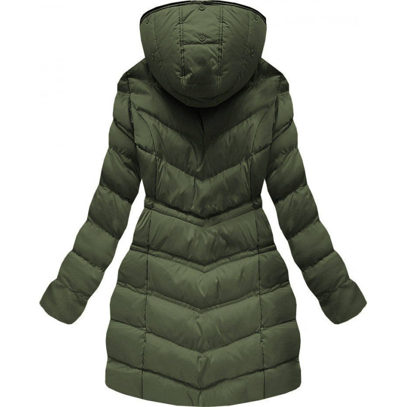 QUILTED HOODED JACKET KHAKI (W749-1) striukė QUILTED HOODED JACKET KHAKI (W749-1) striukė