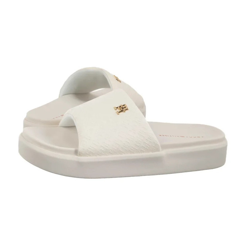 Tommy Hilfiger Platform Monogram Poolslide Ancient White FW0FW08526 YBH  (TH1316-a) Moteriški batai/šlepetės