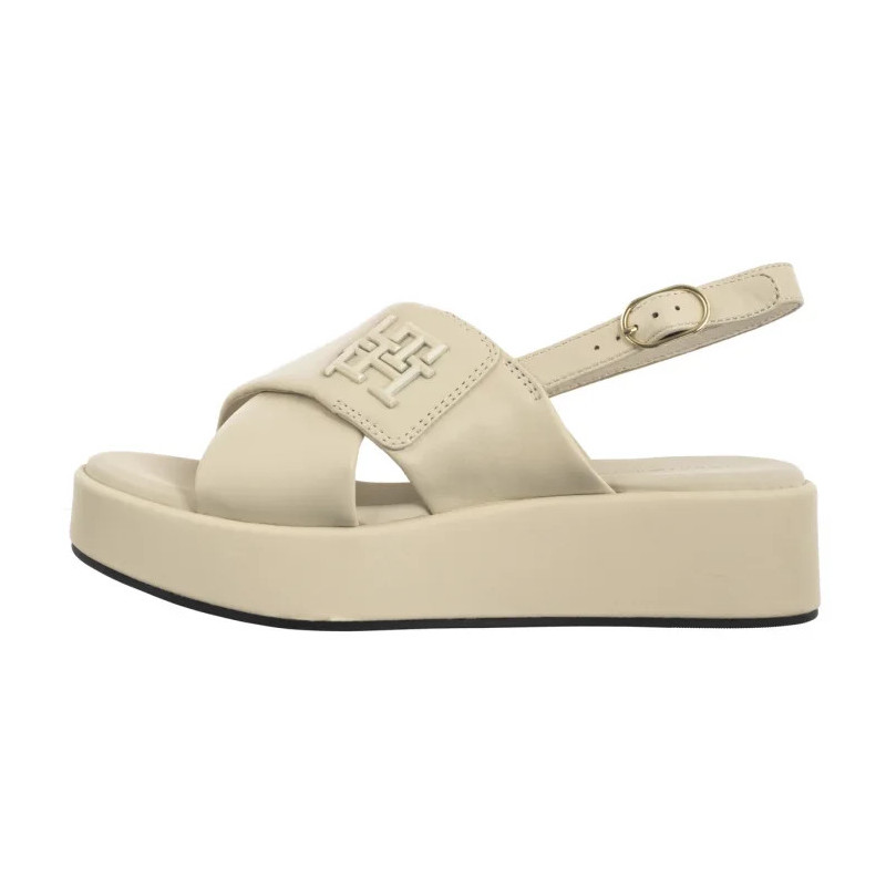 Tommy Hilfiger TH Logo Hw Padded Leather Sandal Muslin FW0FW08808 ACJ (TH1335-a) bateliai