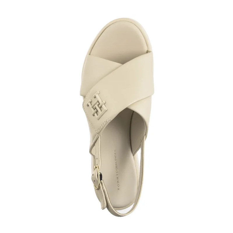 Tommy Hilfiger TH Logo Hw Padded Leather Sandal Muslin FW0FW08808 ACJ (TH1335-a) bateliai
