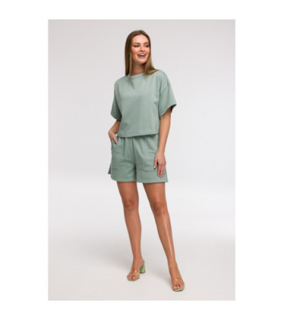 B294 Bluza oversize z krótkimi rękawami - miętowa