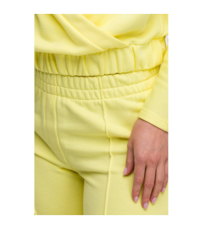 B296 Spodnie dresowe z przeszyciami - cytrynowe