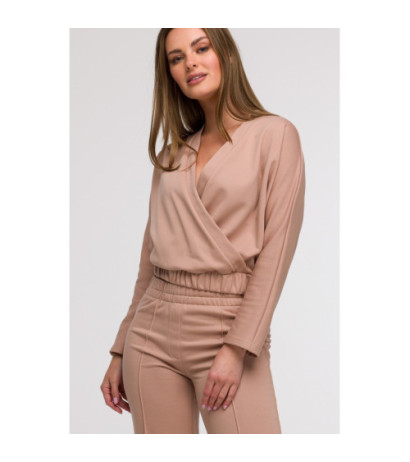 B296 Spodnie dresowe z przeszyciami - mokka