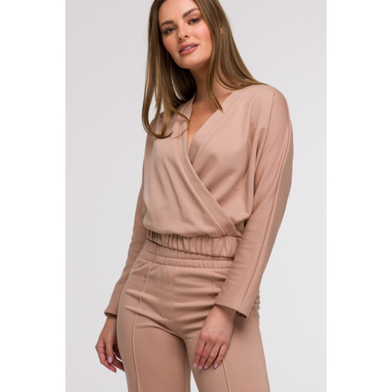 B296 Spodnie dresowe z przeszyciami - mokka