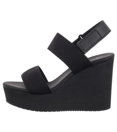 Calvin Klein Wedge Sandal Webbing In Triple Black YW0YW01790 0GJ (CK651-a) batai