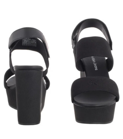 Calvin Klein Wedge Sandal Webbing In Triple Black YW0YW01790 0GJ (CK651-a) batai