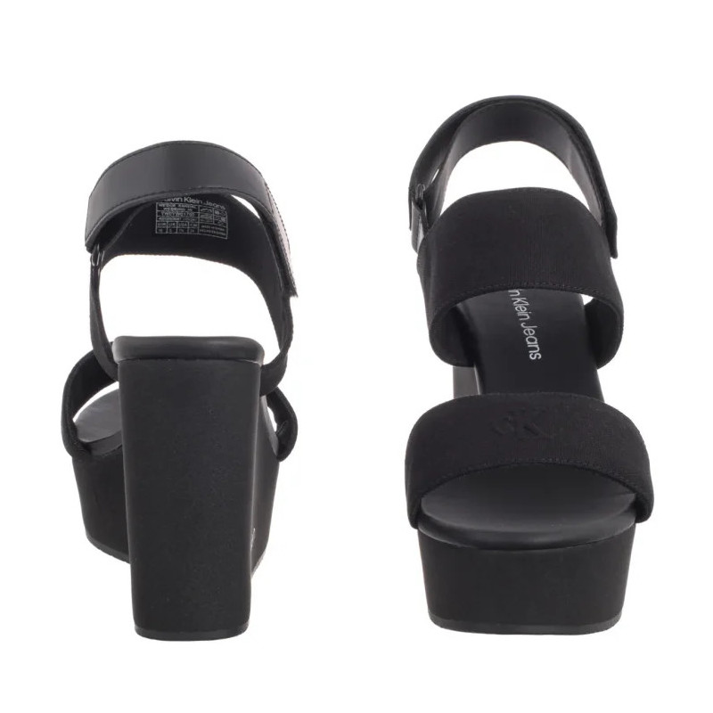 Calvin Klein Wedge Sandal Webbing In Triple Black YW0YW01790 0GJ (CK651-a) batai