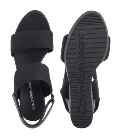 Calvin Klein Wedge Sandal Webbing In Triple Black YW0YW01790 0GJ (CK651-a) batai