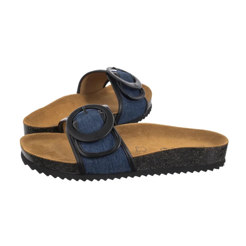 Caprice Granatowe 9-27400-44 891 Jeans/Black  (CP442-a) Moteriški batai/šlepetės