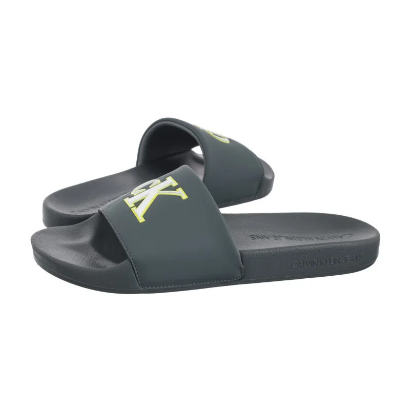Calvin Klein Slide Jelly Mono Pu Seaside Aqua/White YM0YM01281 02M (CK673-a) šlepetės