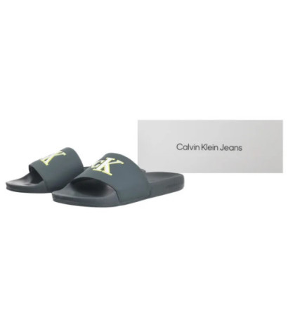 Calvin Klein Slide Jelly Mono Pu Seaside Aqua/White YM0YM01281 02M (CK673-a) šlepetės