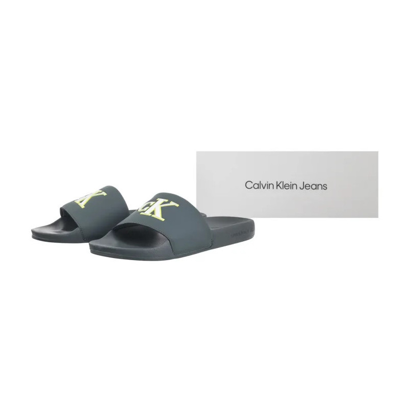 Calvin Klein Slide Jelly Mono Pu Seaside Aqua/White YM0YM01281 02M (CK673-a) šlepetės