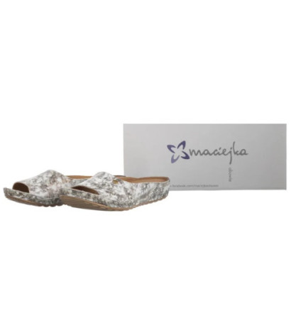 Maciejka Brązowe/Złote w Kwiaty 02628-46/00-1 (MA238-f) Moteriški batai/šlepetės