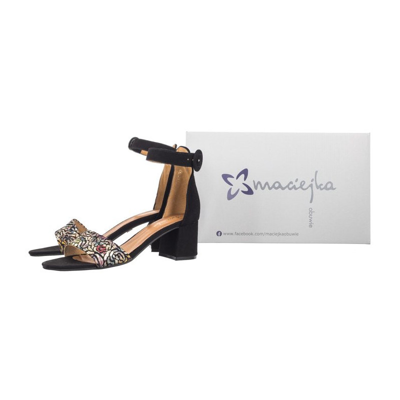 Maciejka Czarne+Kwiaty 04141-48/00-5 (MA489-e) sandalai