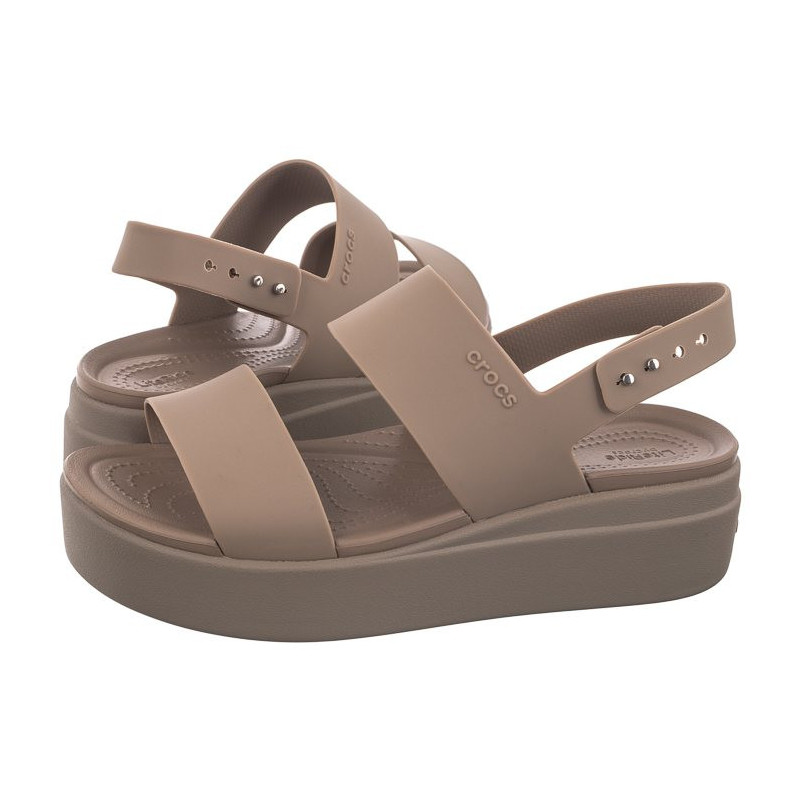 Crocs Brooklyn Low Wedge W Latte/Mushroom 206453-2EL (CR199-f) sandalai