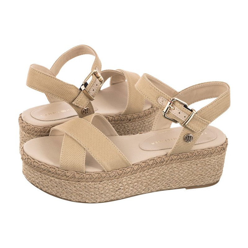 Tommy Hilfiger Shiny Touches Flatform Wedge Light Gold FW0FW06245 0LJ (TH480-a) sandalai