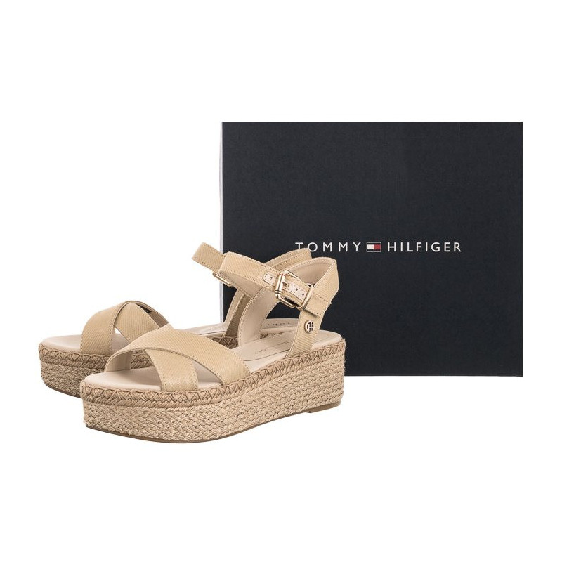 Tommy Hilfiger Shiny Touches Flatform Wedge Light Gold FW0FW06245 0LJ (TH480-a) sandalai
