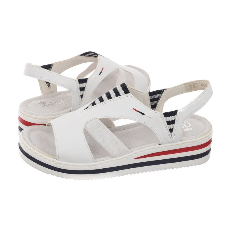 Rieker Białe V02Y5-80 White (RI1-a) sandalai