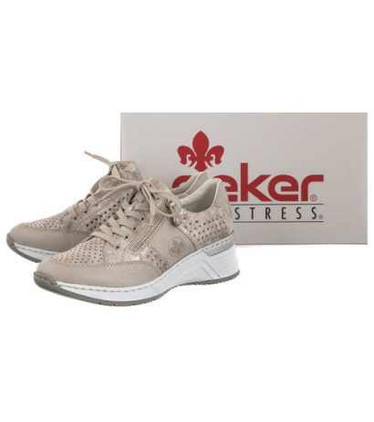 Rieker Beżowe N4327-80 Metallic (RI6-a) batai