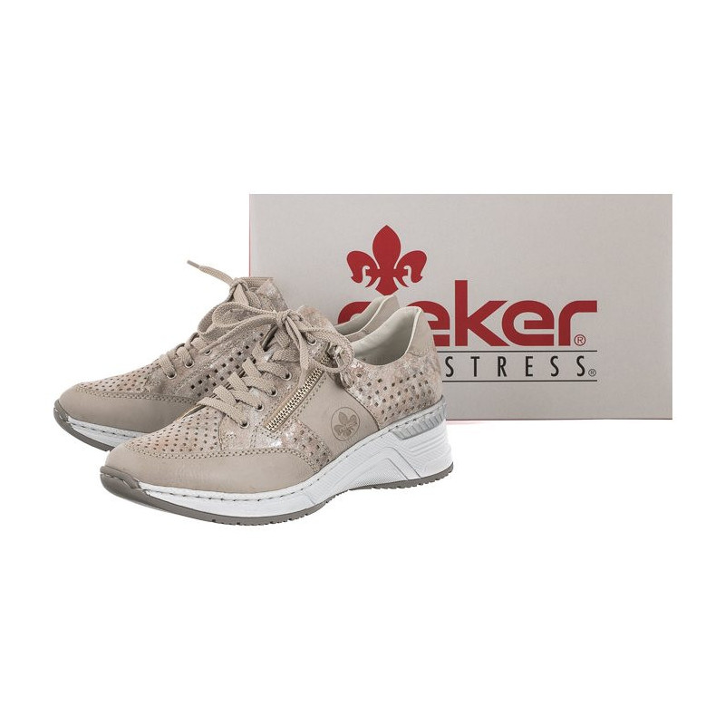Rieker Beżowe N4327-80 Metallic (RI6-a) batai