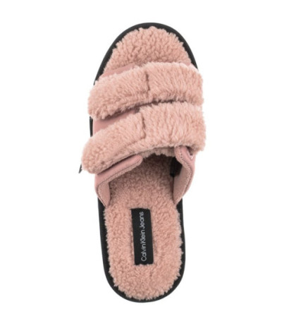 Calvin Klein Home Slide Velcro Shearling YW0YW00861 0J0 Adobe Rose (CK217-a) Moteriški batai/šlepetės